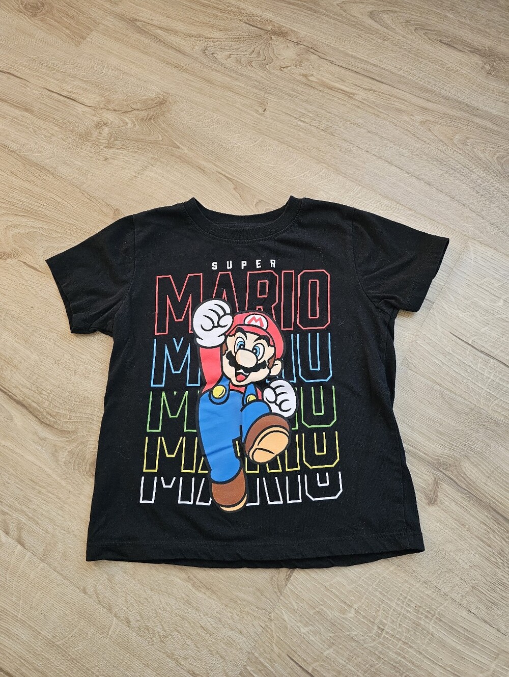 Black Super Mario Short Sleeve Tee for Kids